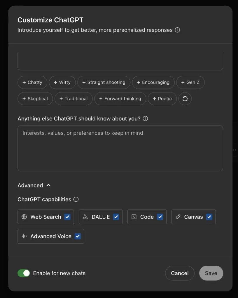 شخصی‌سازی لحن چت‌جی‌پی‌تی