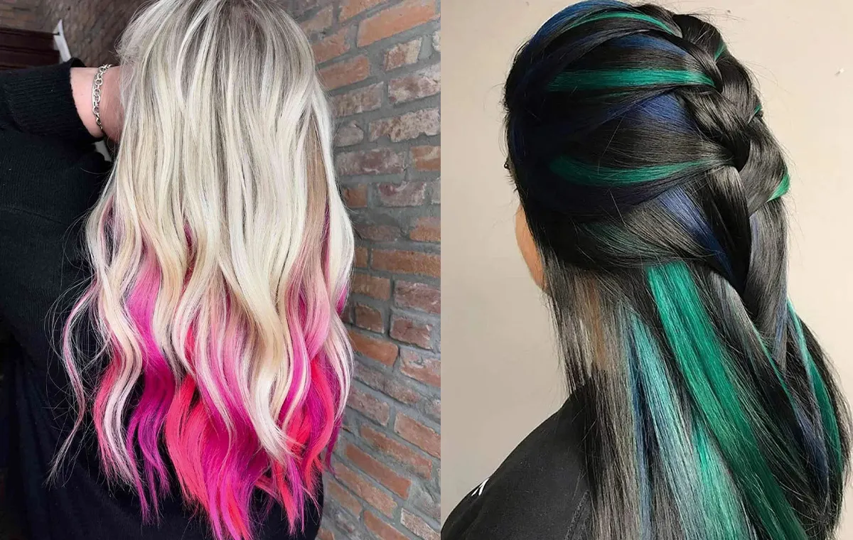 هایلایت پیکابو (Peek-a-boo / Hidden Highlights) از جمله زیباترین مدل هایلایت رنگ مو فانتزی