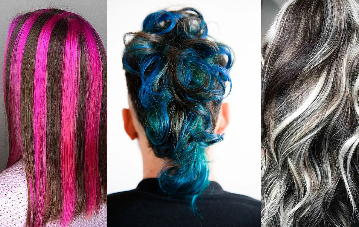 هایلایت نواری (Stripe Highlights) جزو مدل هایلایت رنگ مو فانتزی