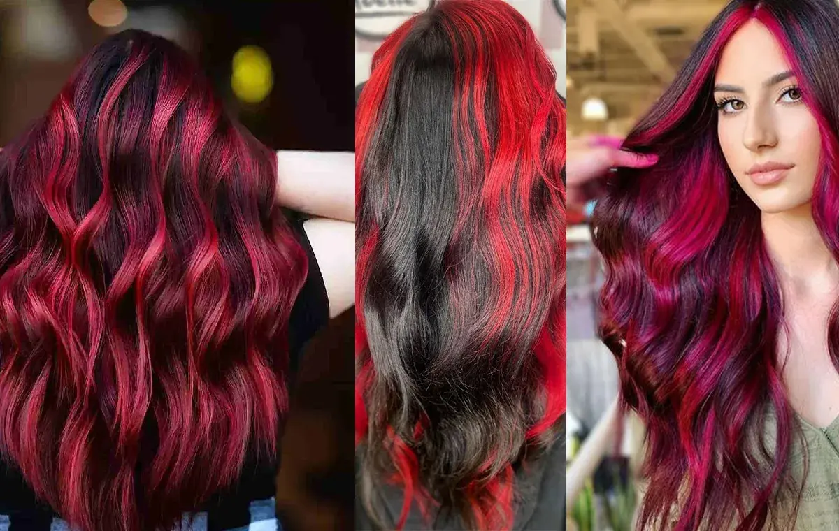 رنگ فانتزی قرمز بدون دکلره ازجمله مدل رنگ مو فانتزی بدون دکلره