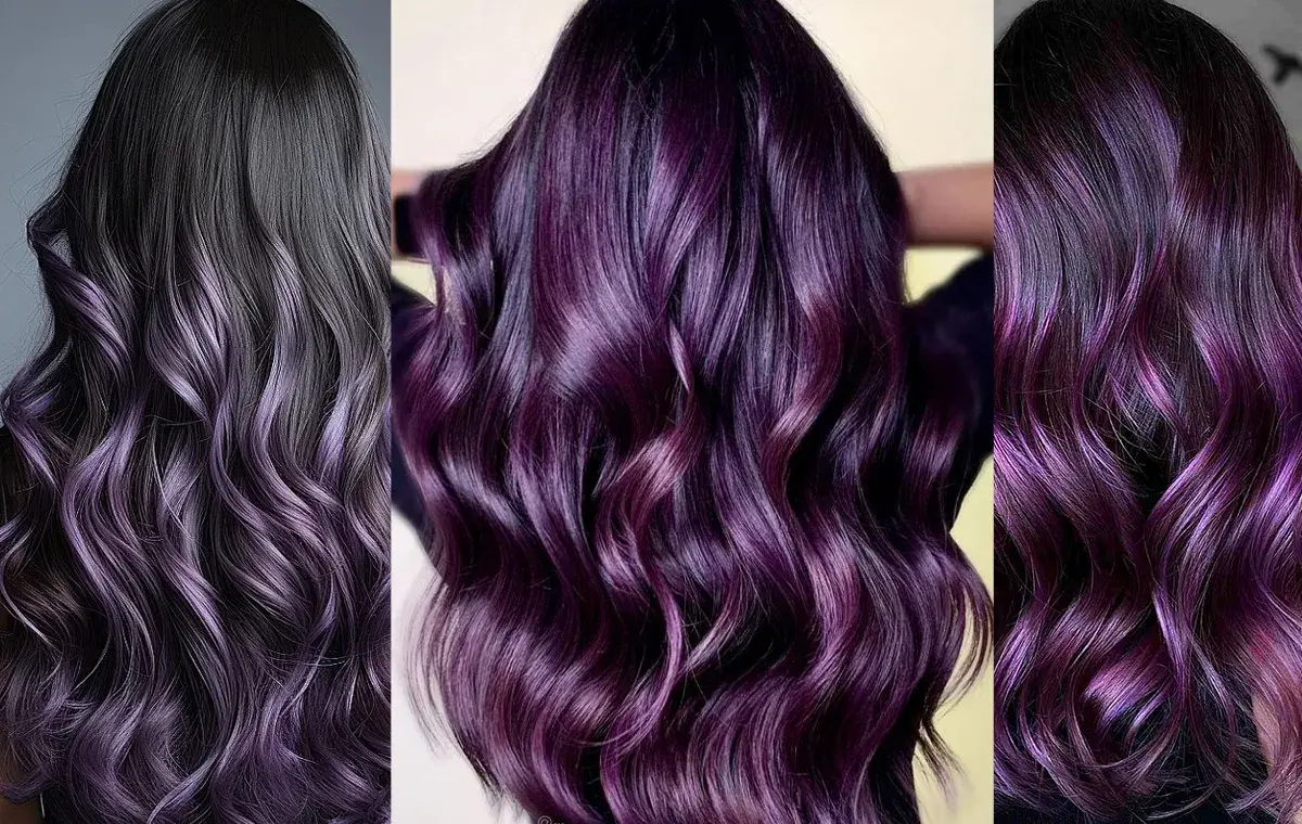 رنگ فانتزی بنفش بدون دکلره (روی موی مشکی/قهوه‌ای تیره)