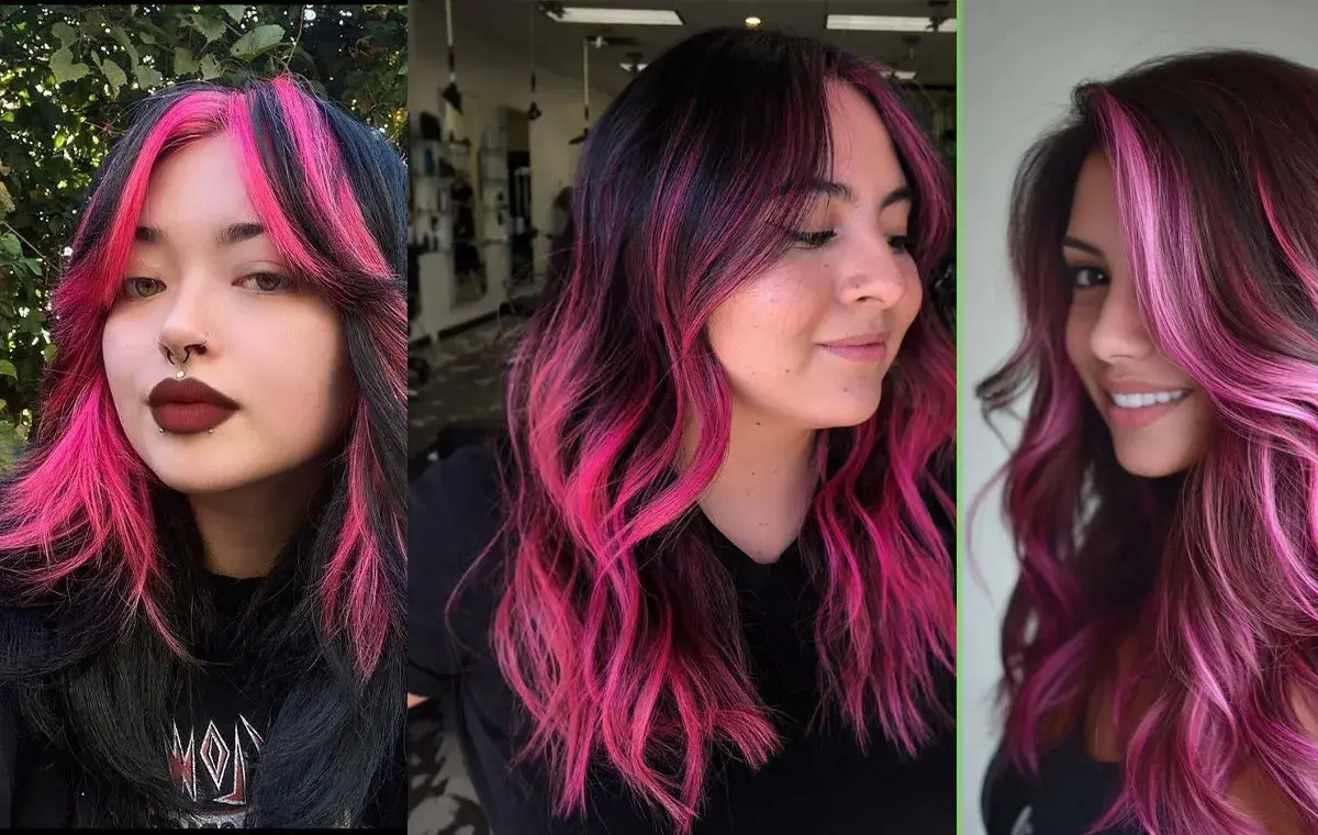 رنگ یاسی روشن در دو رشته جلوی مو یا ترکیب صورتی پاستیلی و نقره‌ای جزو بهترین رنگ مو فانتزی