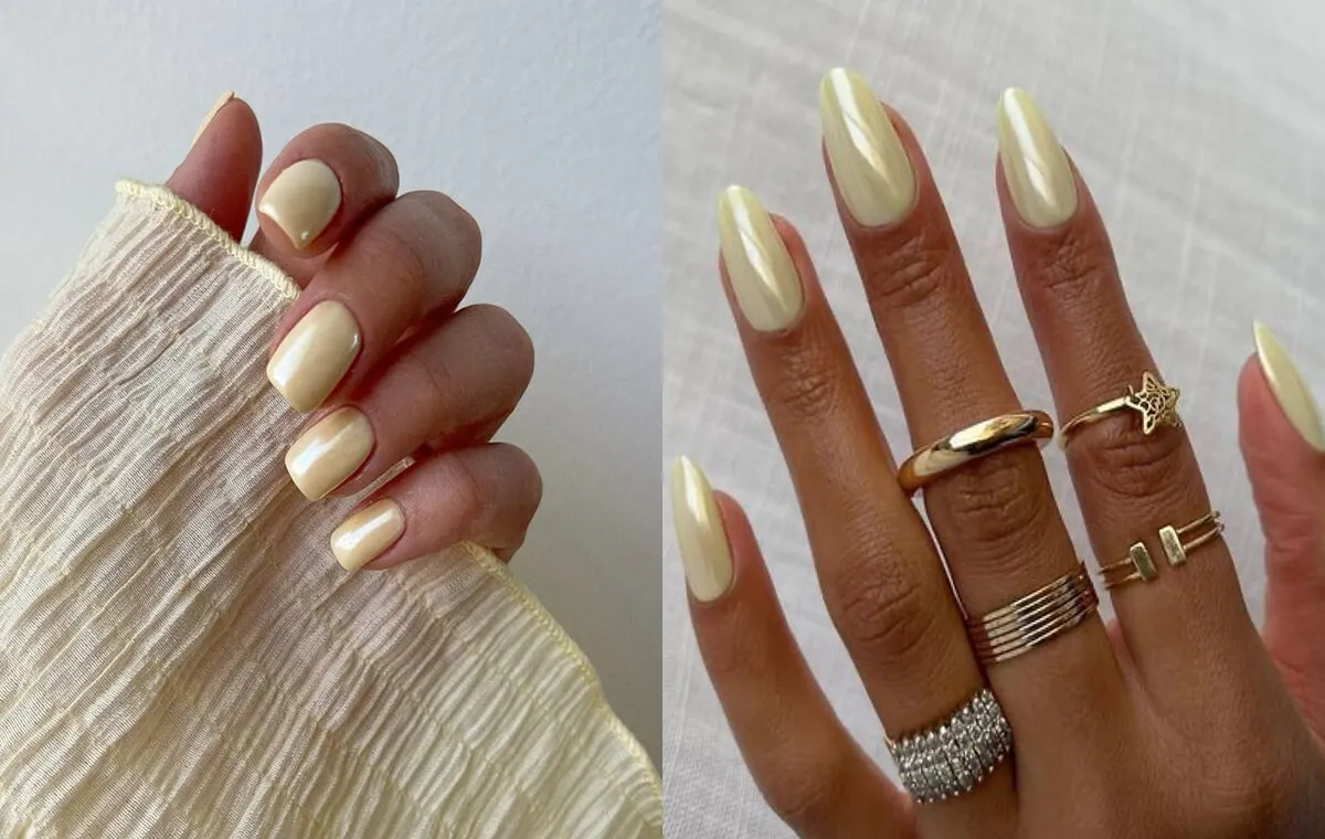 مدل ناخن زرد کره‌ای کروم