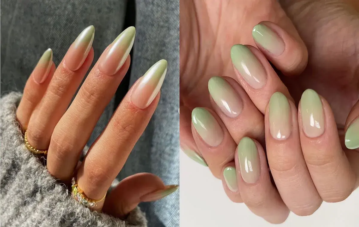 مدل ناخن سبز ماچا بیبی بومر