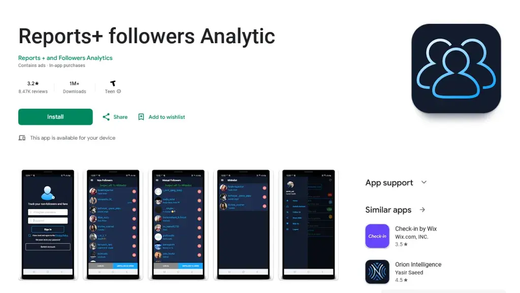 Reports+ followers Analytic