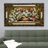 تابلو فرش ماشینی طرح سبد گل کد ۷۳۷۶