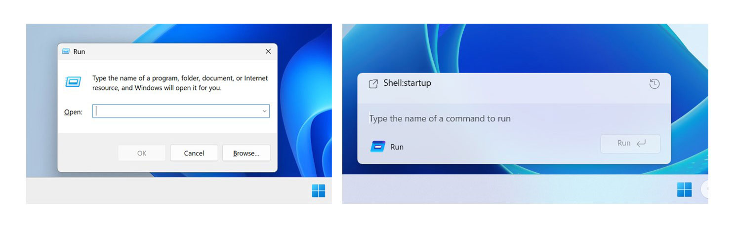 طراحی جدید کادر Run ویندوز 11