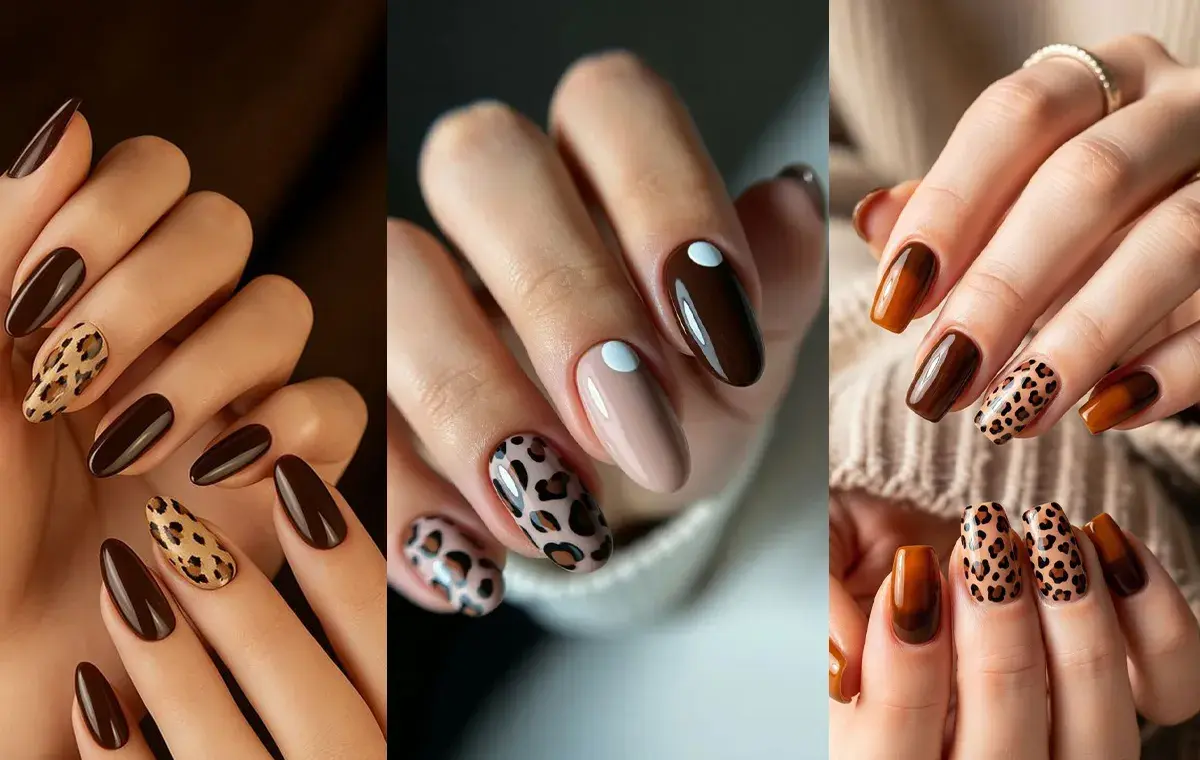 طرح ناخن پلنگی کرم قهوه‌ای