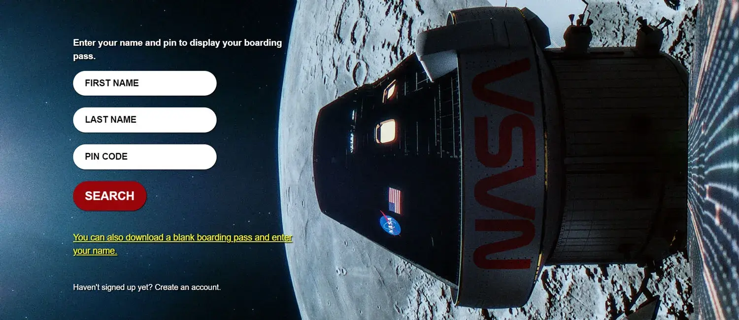 بازیابی کارت پرواز (کارت سفر) فرستادن نام به ماه