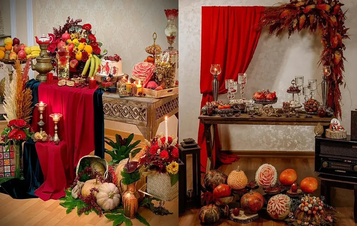 دکور شب یلدا برای عکاسی روی میز