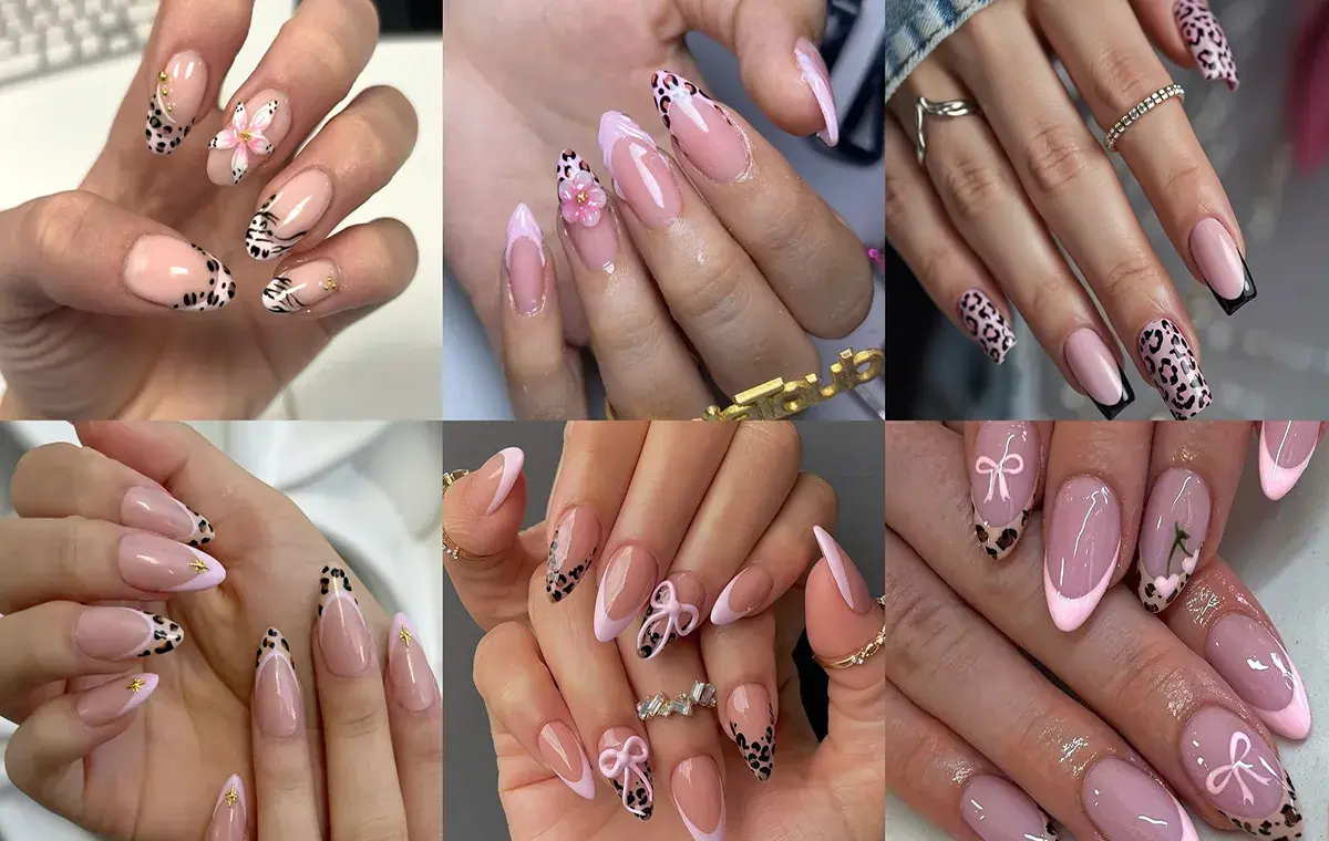 طرح ناخن پلنگی صورتی