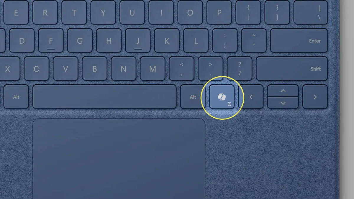 جایگاه دکمه هوش مصنوعی در صفحه کلید