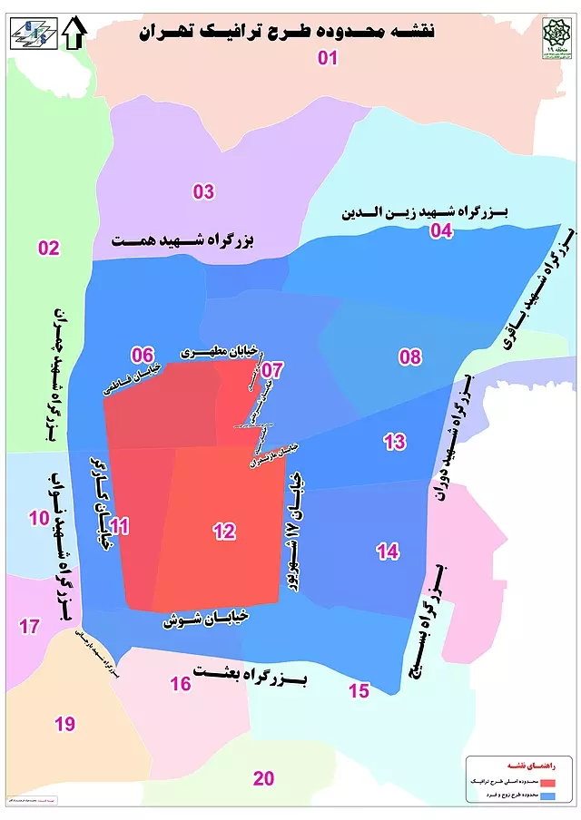 محدوده طرح ترافیک تهران ۱۴۰۵