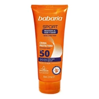 کرم ضد آفتاب بی‌رنگ صورت باباریا SPF 50 مدل Sport Protectora محافظ در برابر محافظ UVB و UVA ‌مناسب برای انواع پوست حجم 75 میلی‌لیتر